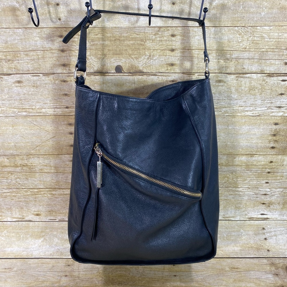Kelsi Dagger Black Leather Large Tote Bag